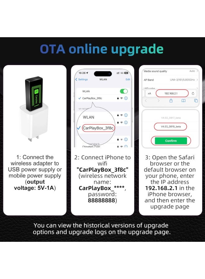 محول Carplay اللاسلكي لـ iPhone ، ترقية 2024 ، عصا USB CarPlay اللاسلكية ، سهلة التوصيل واللعب ، متوافقة مع السيارات من 2016 و iPhone iOS 10 + - Image 2